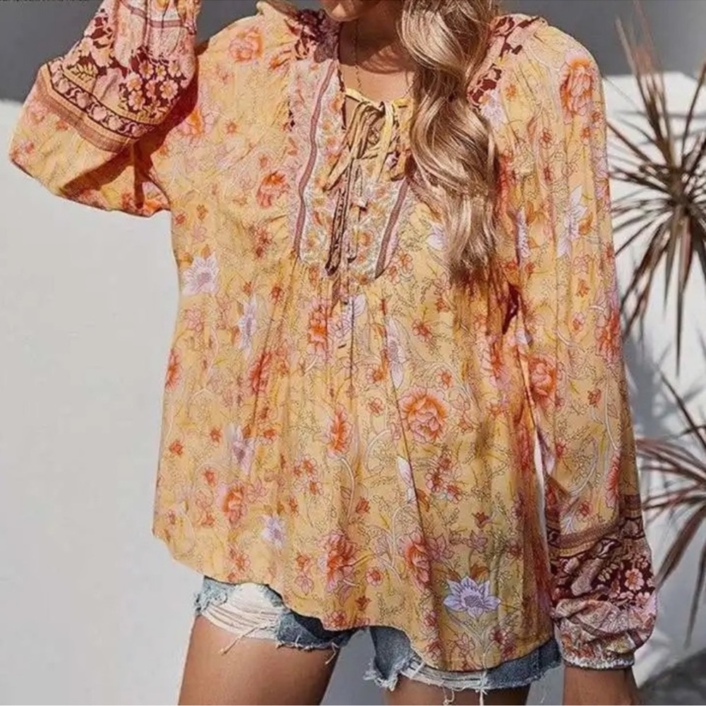 Floral Yellow Bohemian Blouse
